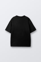 Plain black oversized T-shirt with crew neck and short sleeves