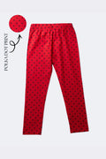 Girls red polka dot stretch leggings with allover polka dot print