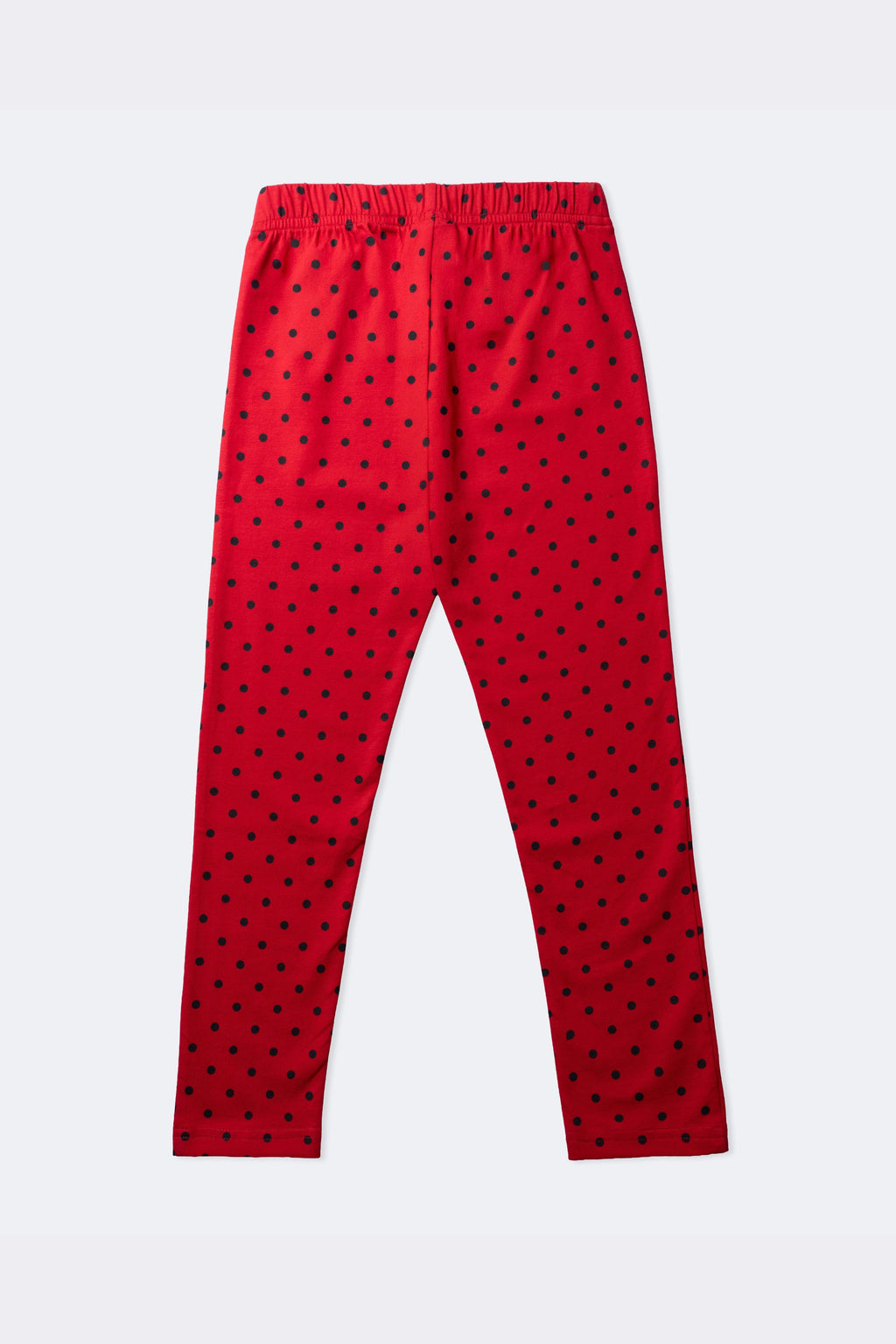 Girls red polka dot stretch leggings with elastic waistband