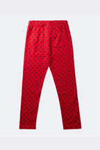 Girls red polka dot stretch leggings with elastic waistband