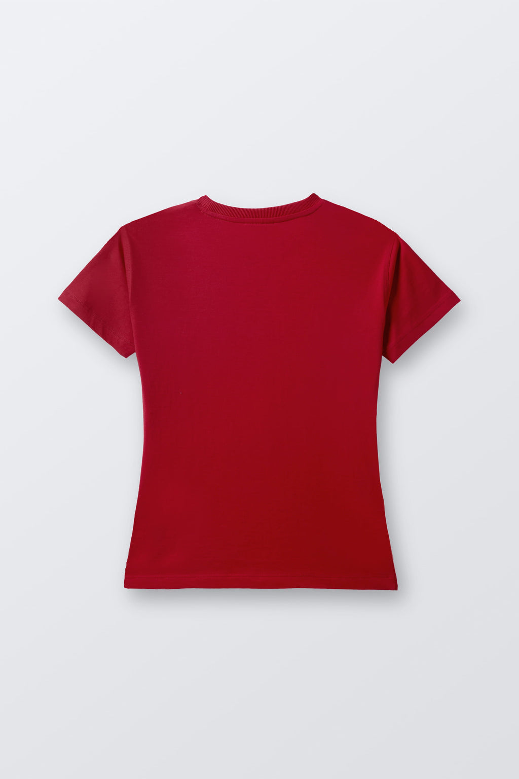 Red round-neck short-sleeve tee, plain front