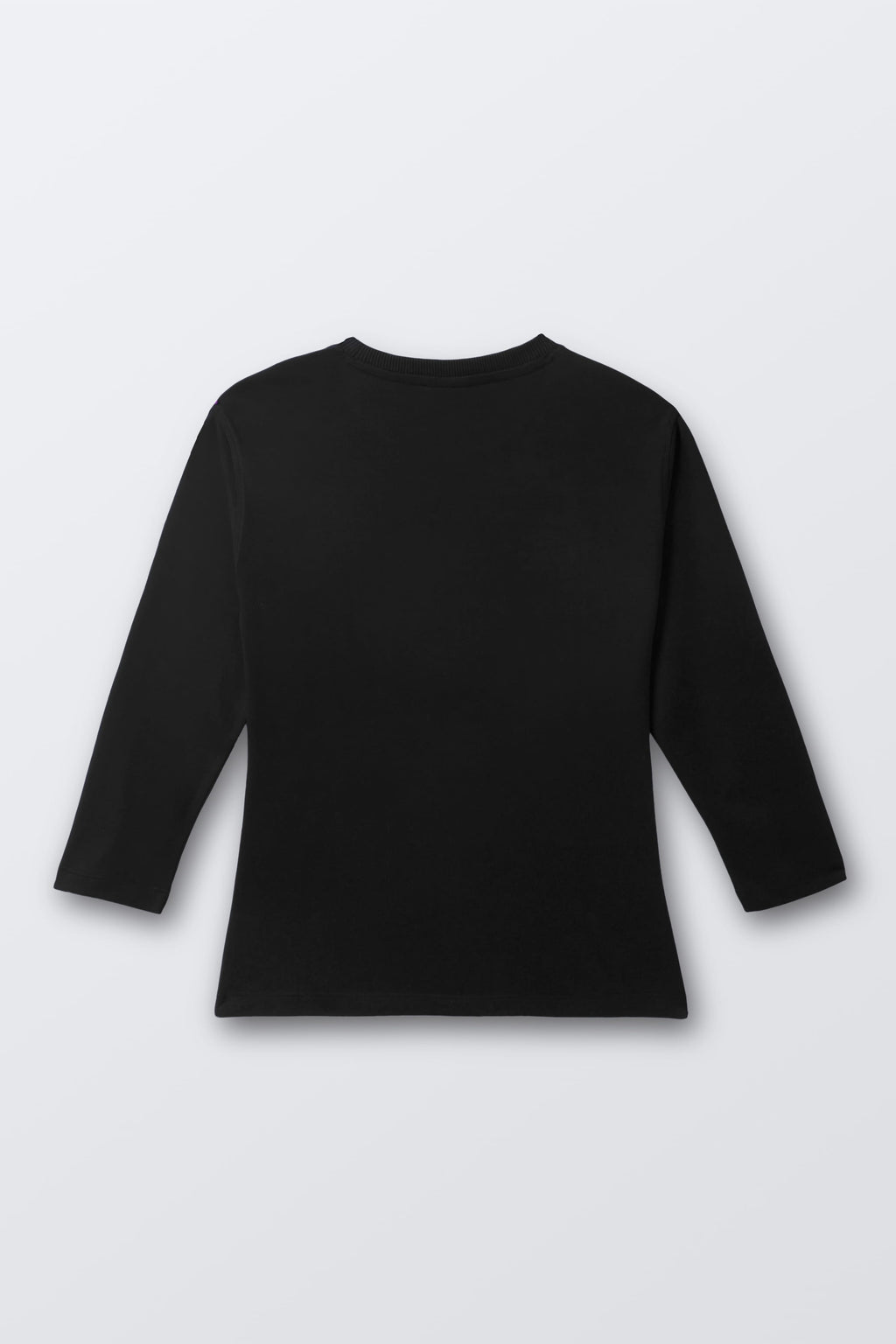 Black long-sleeve tee, plain back view