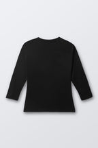 Black long-sleeve tee, plain back view