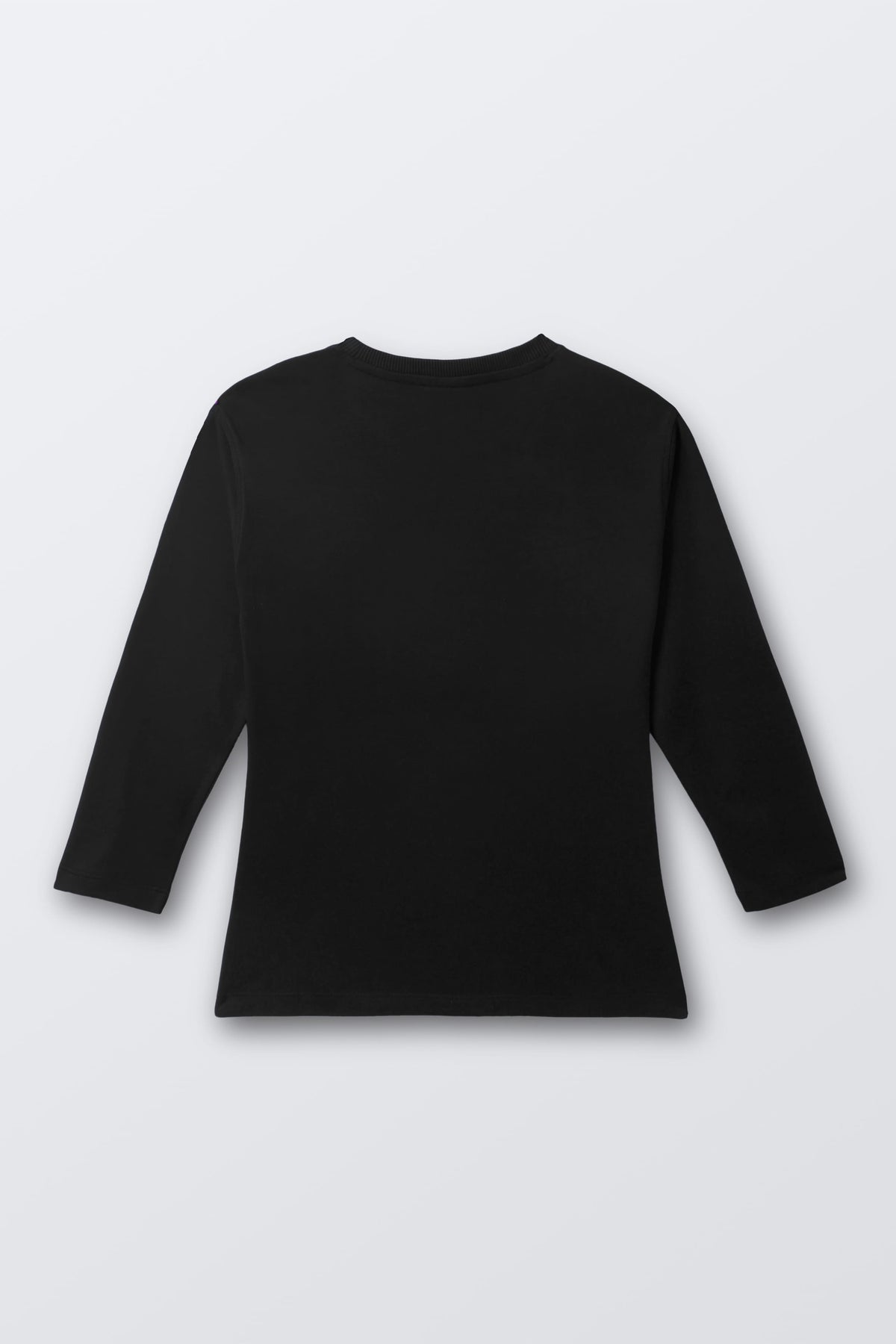 Black long-sleeve tee, plain back view