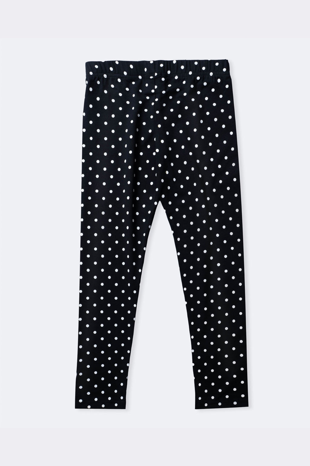 Black girls' polka dot super-stretch lycra leggings with elastic waistband