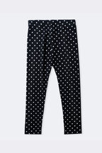 Black girls' polka dot super-stretch lycra leggings with elastic waistband