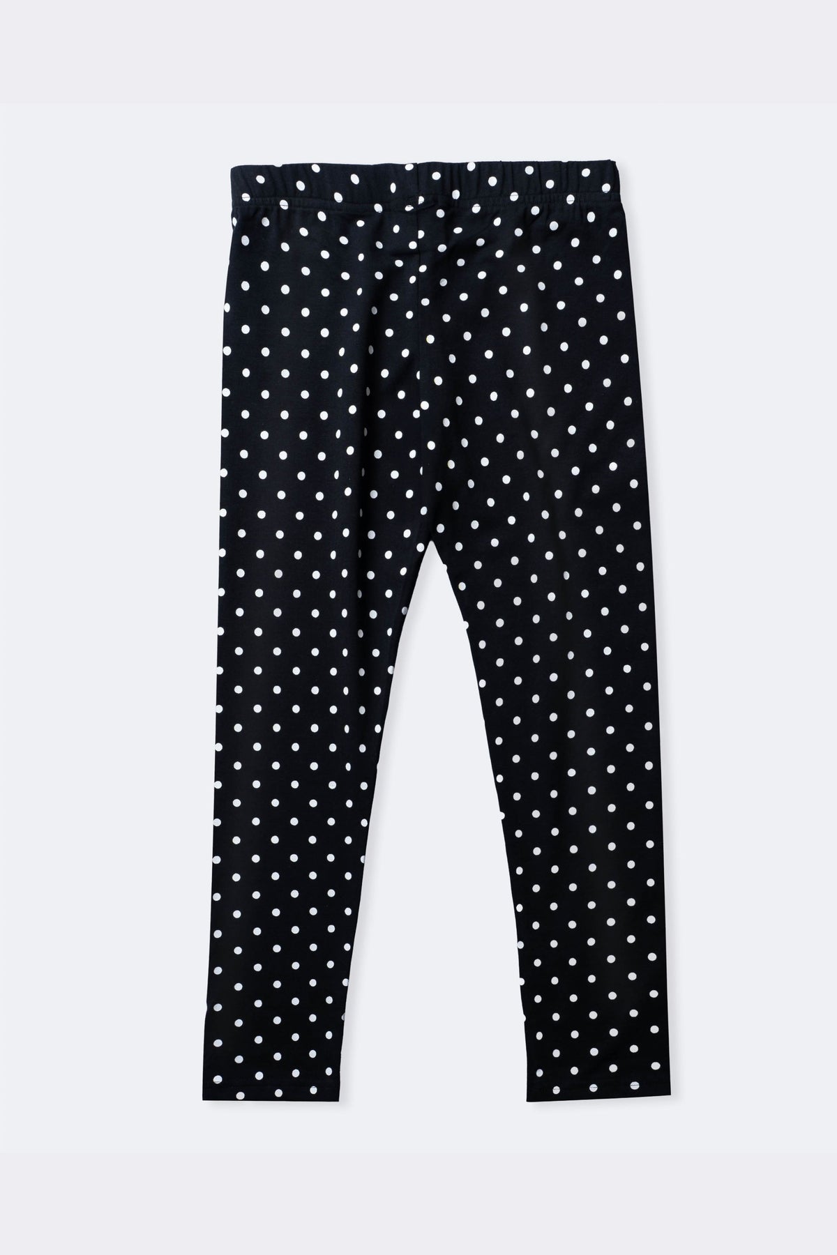 Black girls' polka dot super-stretch lycra leggings with elastic waistband
