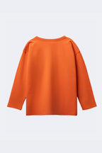 Boys orange henley T-shirt with long sleeves, plain back