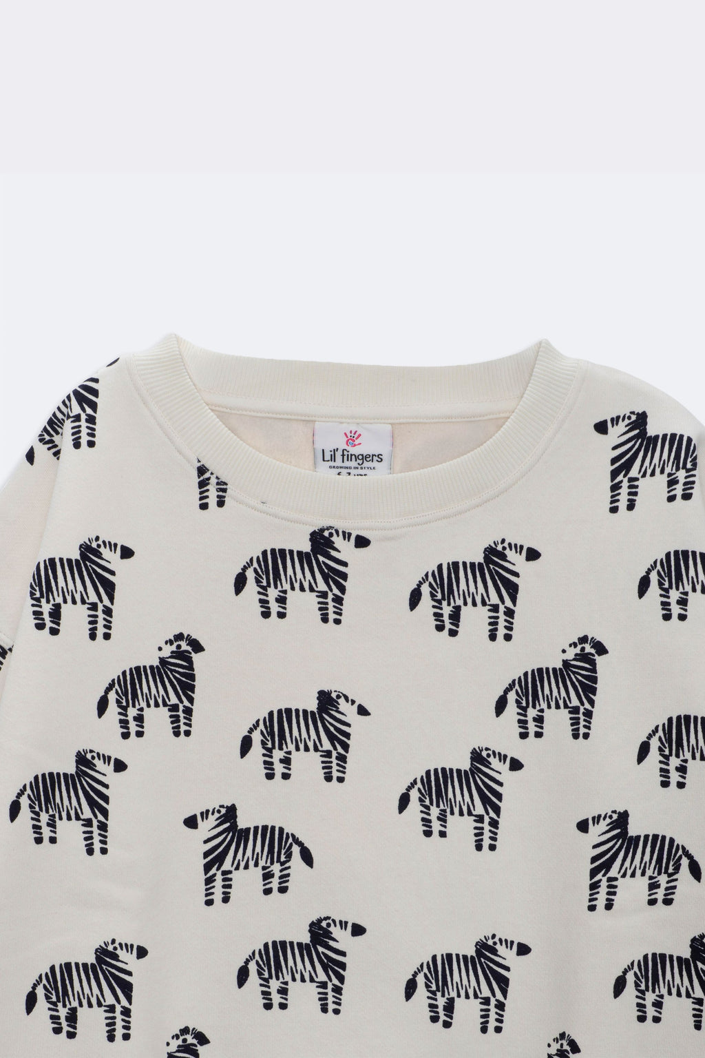 Off-white crewneck sweatshirt with all-over zebra print on the chest