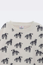 Off-white crewneck sweatshirt with all-over zebra print on the chest