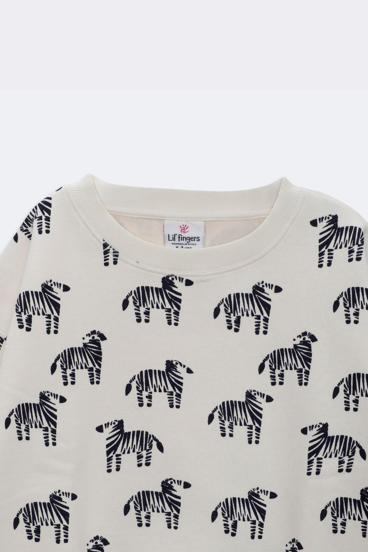 Off-white crewneck sweatshirt with all-over zebra print on the chest