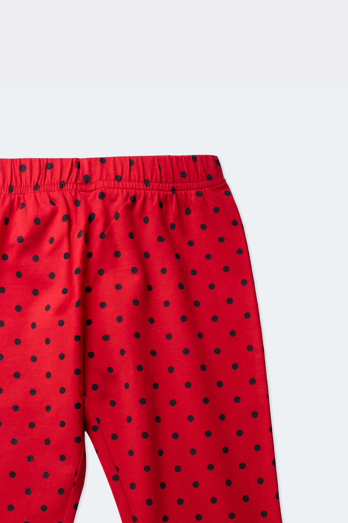 Girls red polka dot stretch leggings, elastic waistband detail