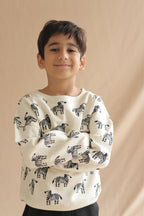 Off-white zebra animal print sweatshirt, crew neck, long sleeves