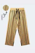Sand striped track pants with drawstring elastic waist and side seam pockets